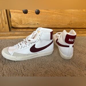 Nike Blazer White and Burgundy High-Tops